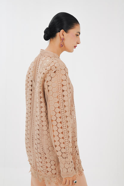 Beige Crochet Tunic