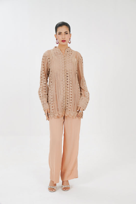 Beige Crochet Tunic