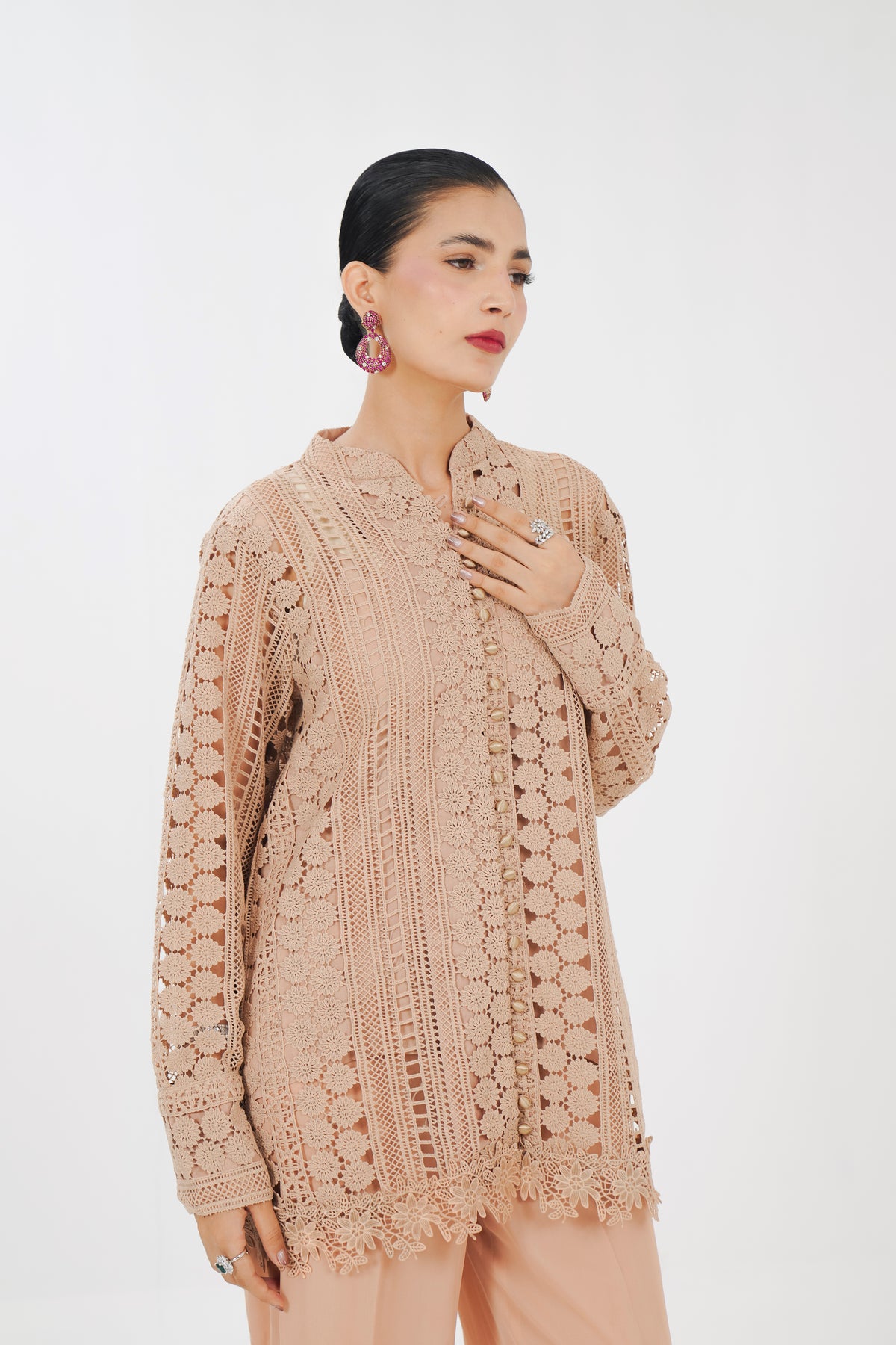 Beige Crochet Tunic