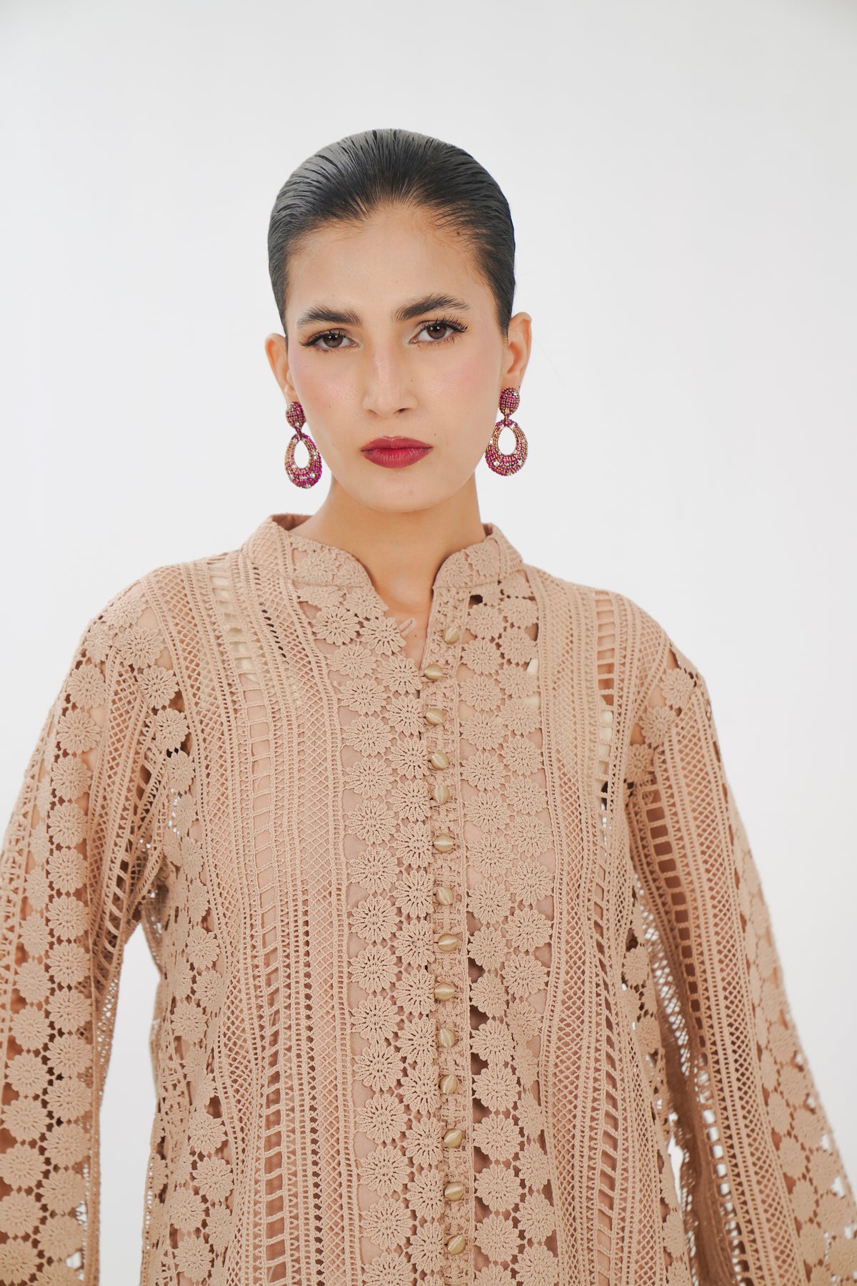 Beige Crochet Tunic